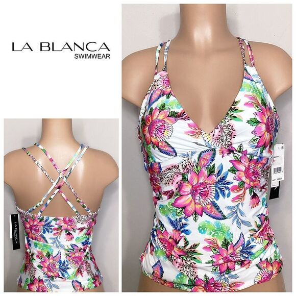 New. La Blanca underwire floral tankini top. 6 - Picture 1 of 11